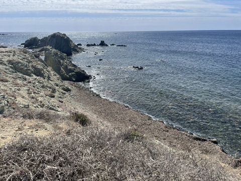 Naturalne wybrzeże dzikiej części wyspy Tabarca z lazurową wodą Morza Śródziemnego