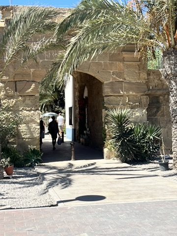 Panorama miasta Tabarca z morza - widok na fortyfikacje i historyczne budynki