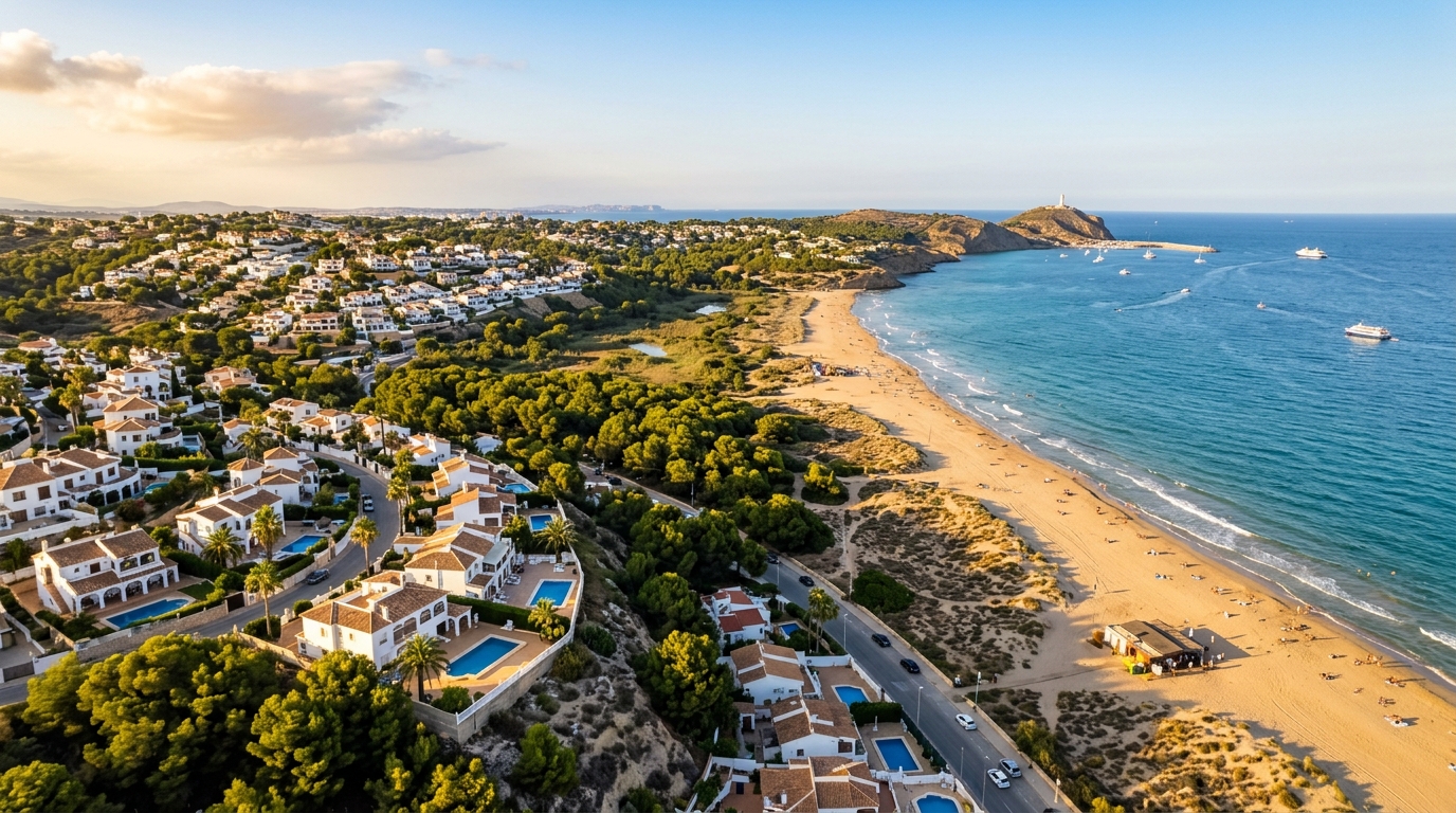 Gran Alacant — coastal urbanisation with Carabassi beach and Mediterranean Sea views