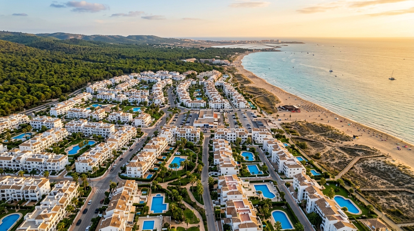 Gran Alacant neighbourhood aerial view, Costa Blanca Spain