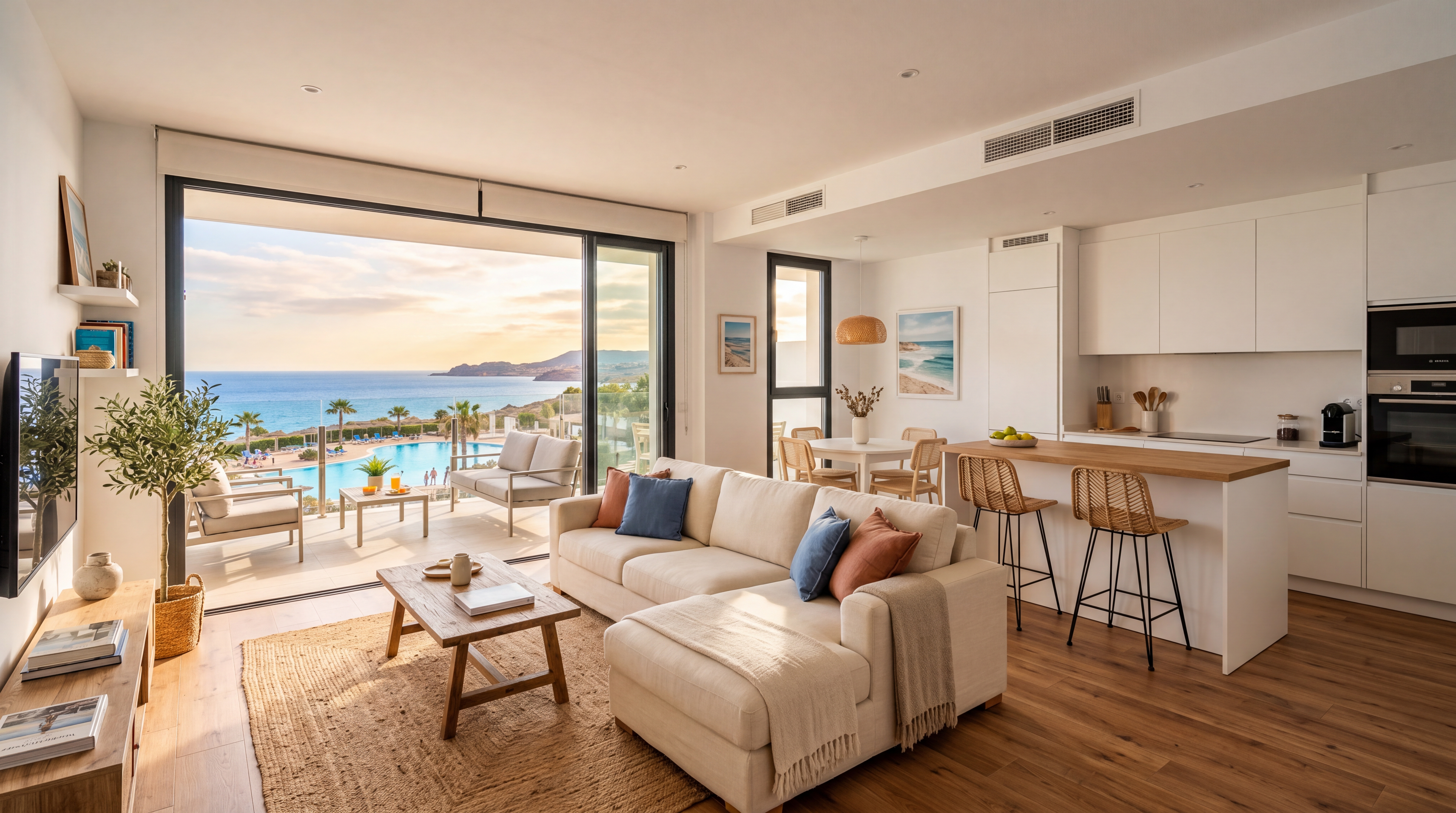 Nowoczesny prywatny apartament w Gran Alacant z tarasem, kuchnią i widokiem na Morze Śródziemne