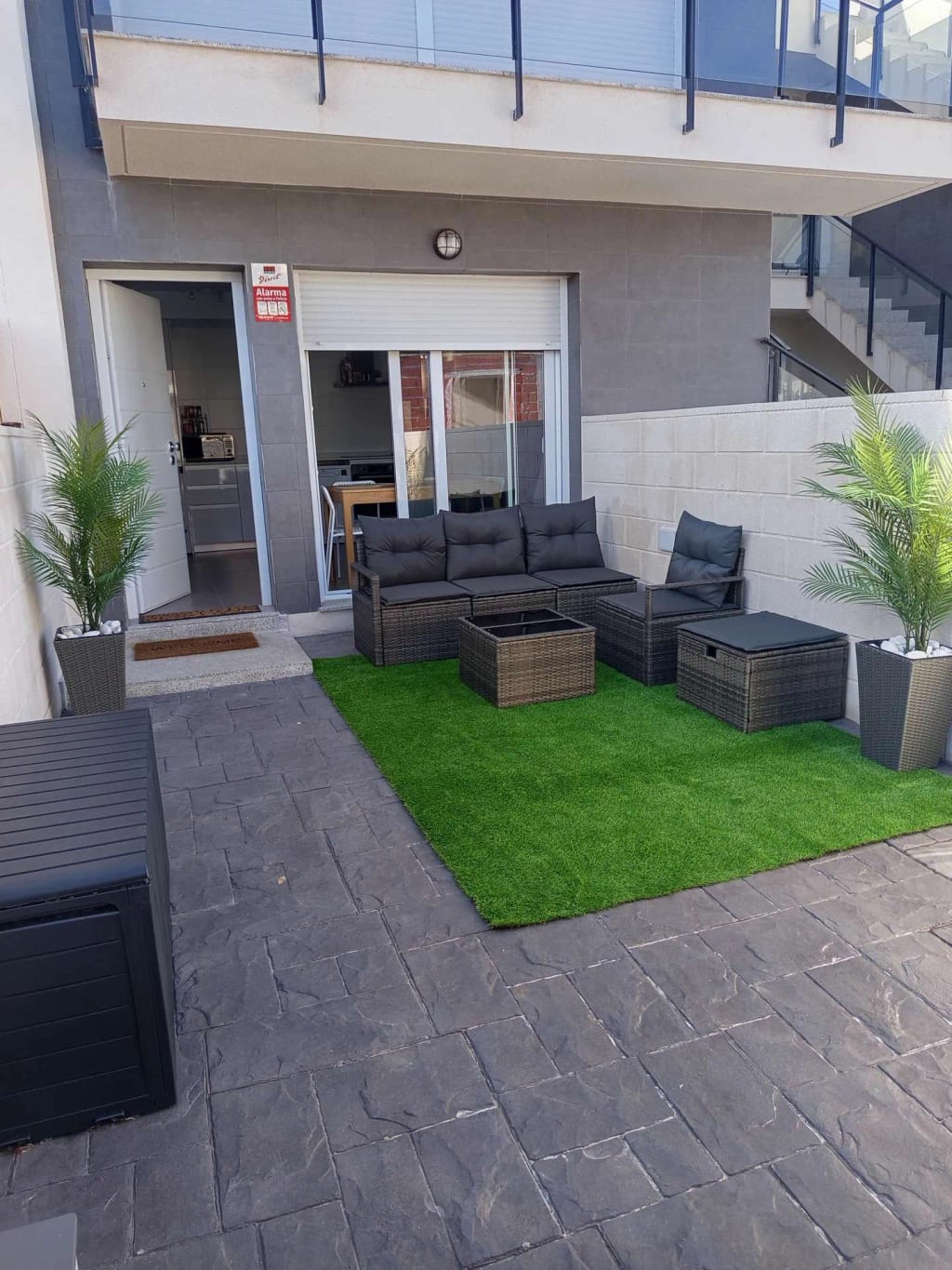Apartment terrace in a vertical view