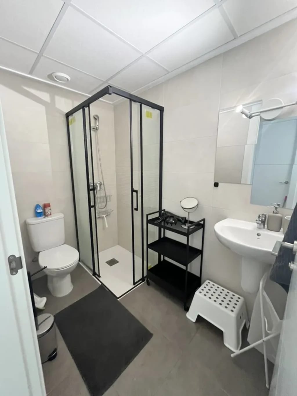 Apartment bathroom in a vertical interior frame